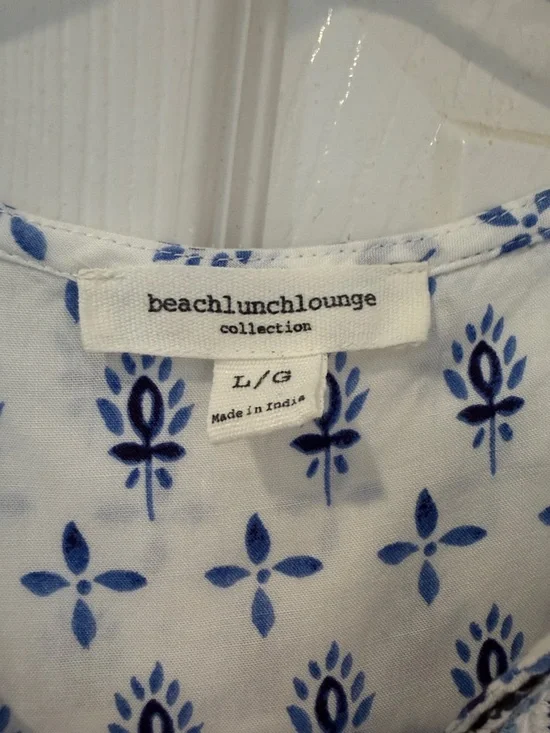 beachlunchlounge White Midi Dress with Blue Print - Picture 2 of 4